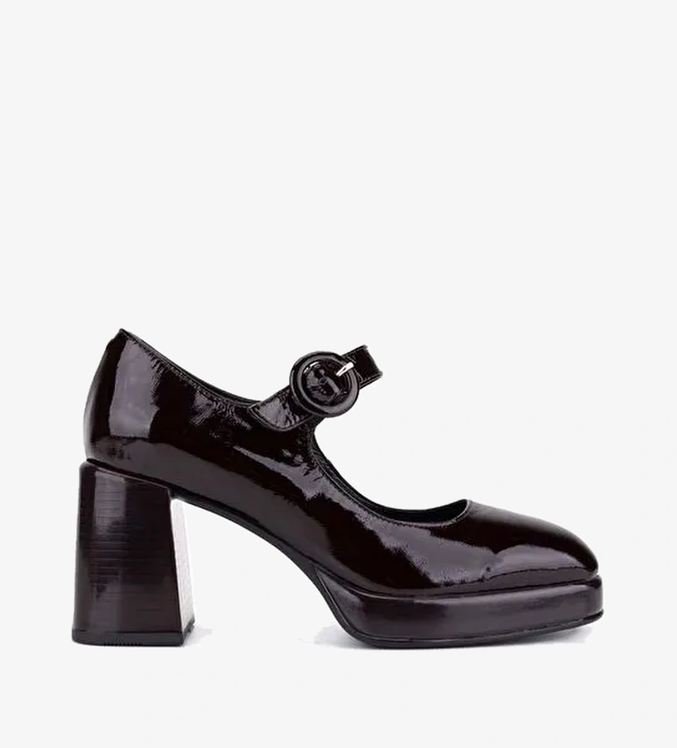 Tamer Tanca Kadın Hakiki Deri Bordo Rugan Topuklu Ayakkabı - Görsel 1