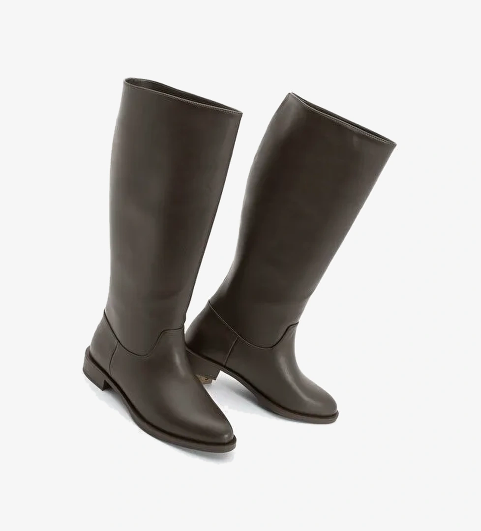 Kadın Fermuarsız Günlük Çizme Meloya Kahve - Görsel 1