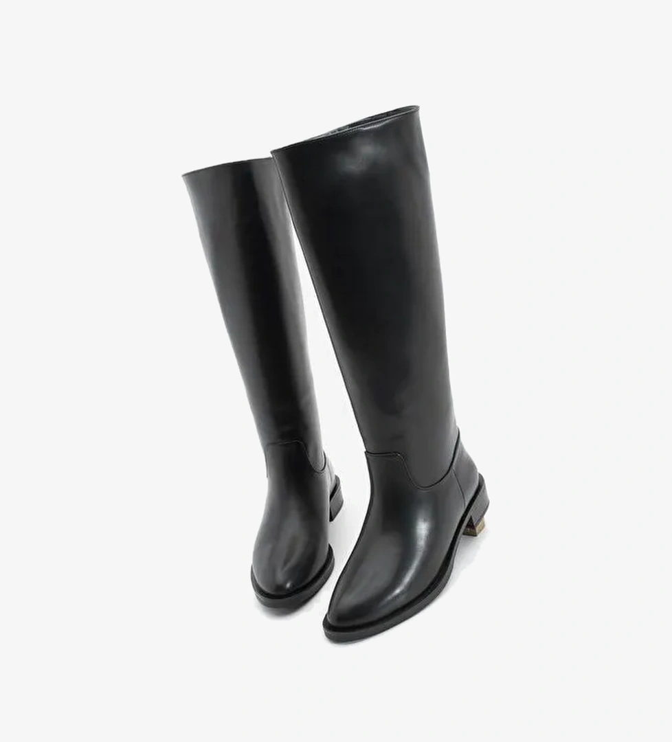 Kadın Fermuarsız Günlük Çizme Meloya Siyah - Görsel 1