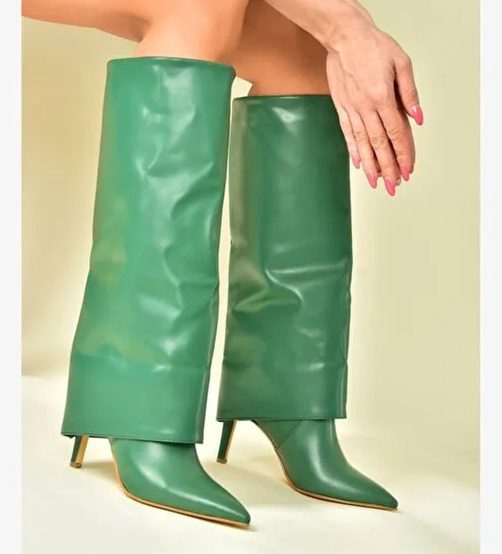 Yeşil İnce Topuklu Kadın Çizme N572570009 - Görsel 1