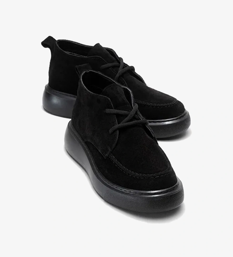 LILYA Siyah Süet Hakiki Deri Kadın Chukka Bot - Görsel 1