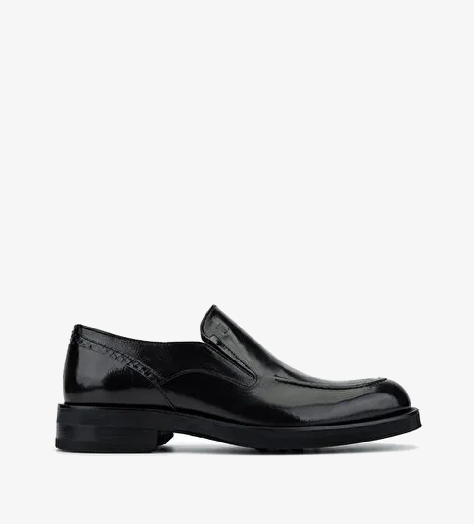 Valmenti Erkek Hakiki Deri Siyah Klasik Ayakkabı - Görsel 1