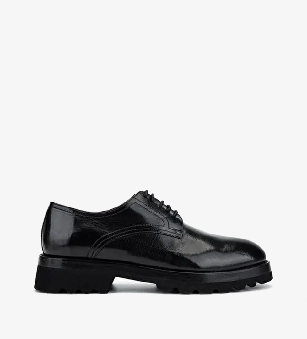 Valmenti Erkek Hakiki Deri Siyah Klasik Ayakkabı - Görsel 1