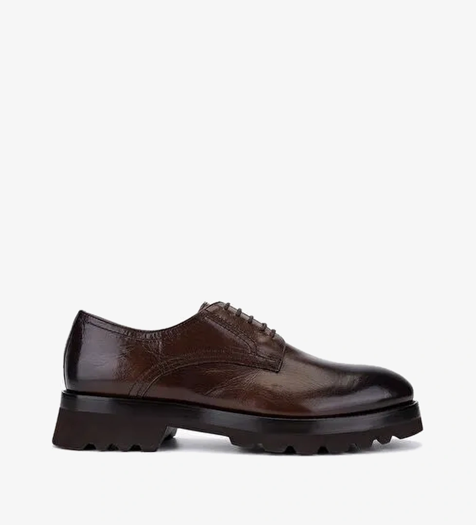 Valmenti Erkek Hakiki Deri Kahverengi Klasik Ayakkabı - Görsel 1