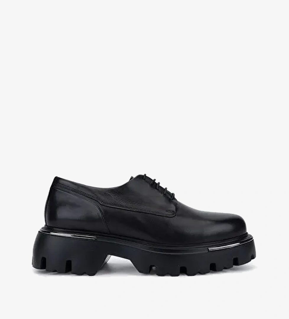 Valmenti Erkek Hakiki Deri Siyah Casual Ayakkabı - Görsel 1