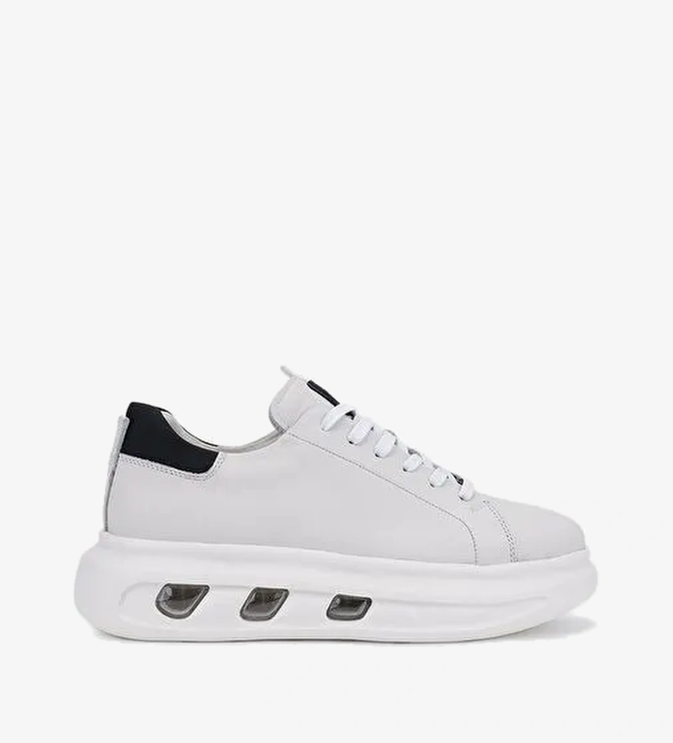 Valmenti Erkek Hakiki Deri Kırık Beyaz Sneakers & Spor Ayakkabı - Görsel 1