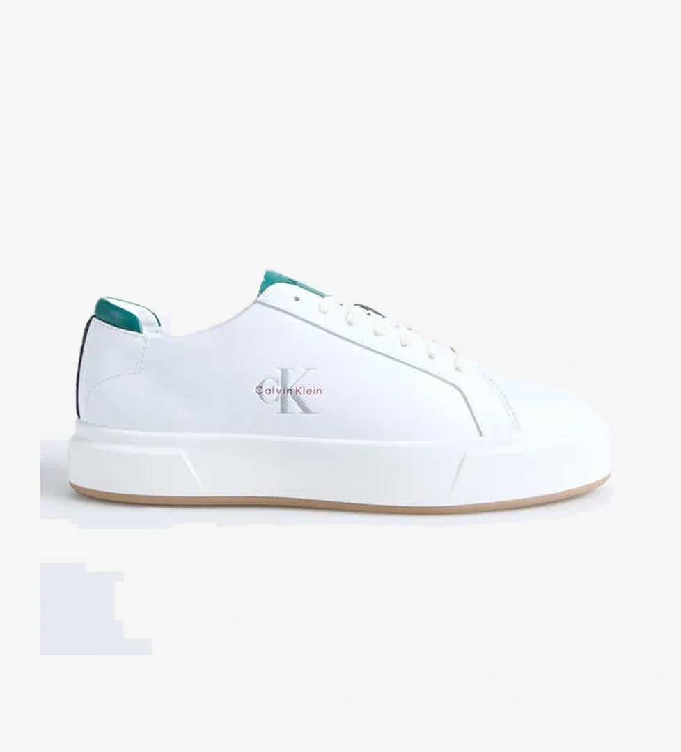 Calvin Klein Beyaz Erkek Sneaker BASKET CUPSOLE LACEUP LTH ML - Görsel 1