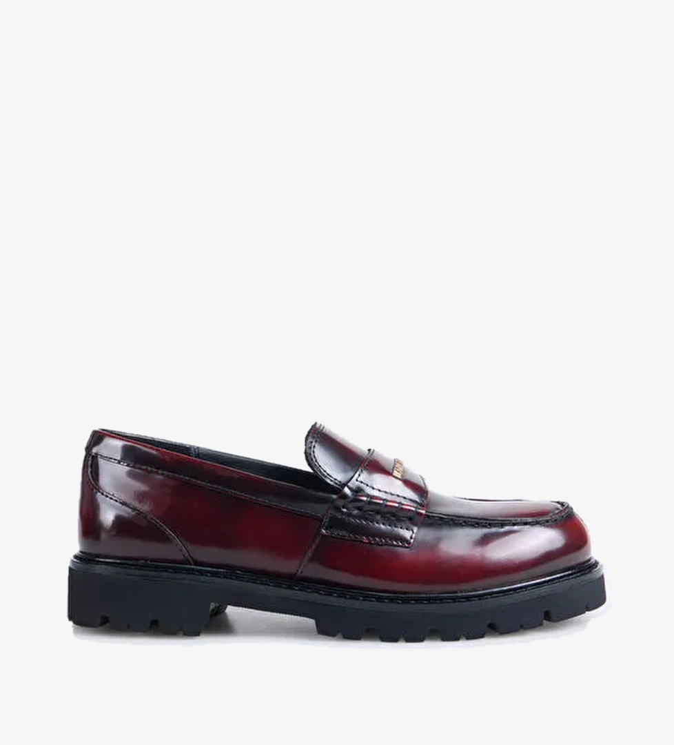 KARL LAGERFELD Bordo Kadın Deri Loafer KL422240NN - Görsel 1
