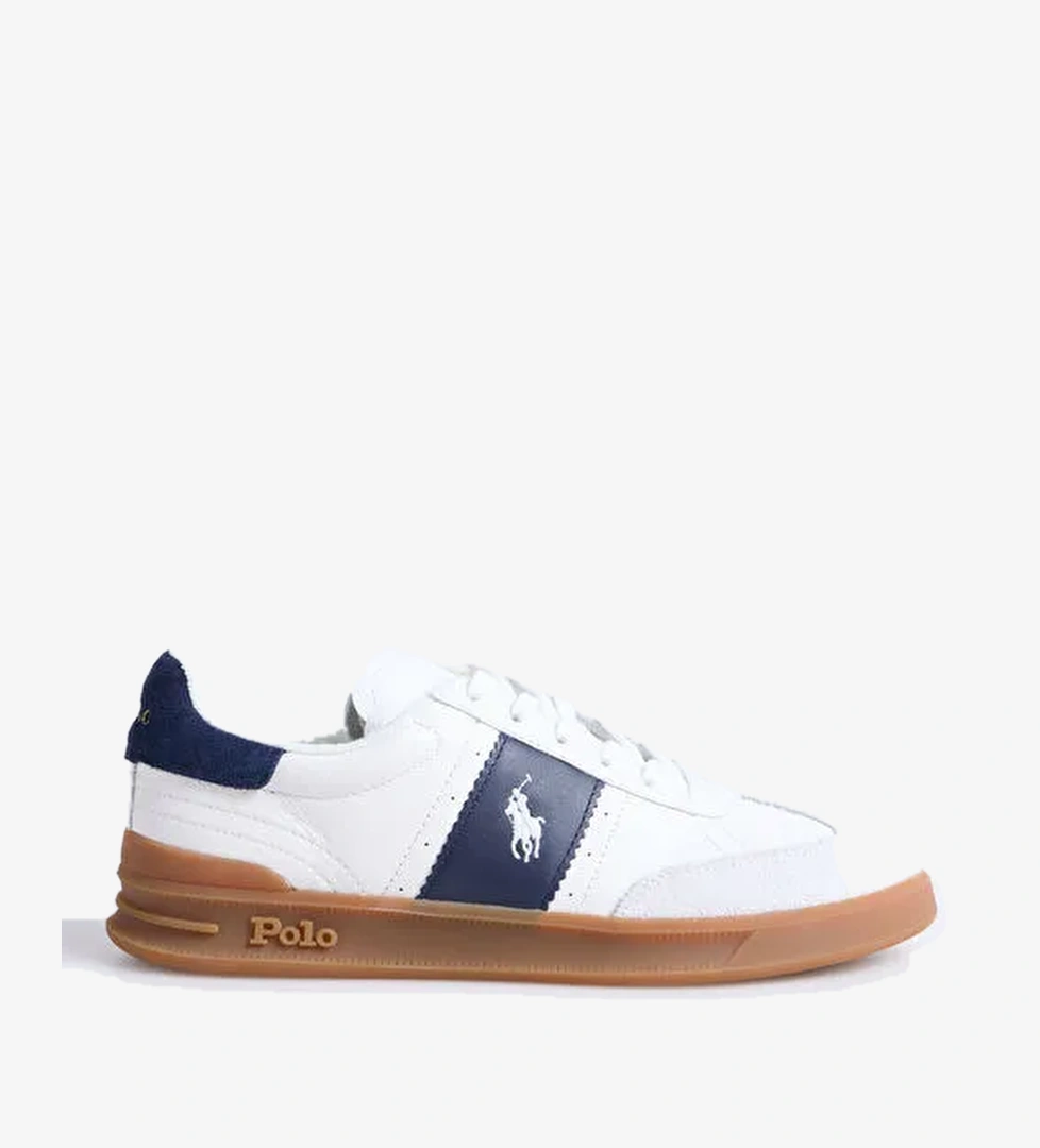 Polo Ralph Lauren Kırık Beyaz - Lacivert Erkek Deri Günlük Ayakkabı HRT AERA PP-SNEAKERS-LOW TOP LACE
