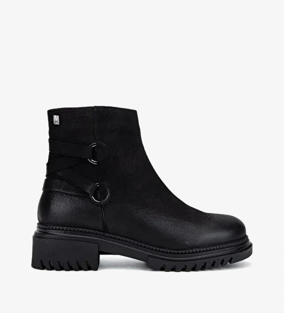 Valmenti Kadın Hakiki Deri Siyah Nubuk Düz Bot - Görsel 1