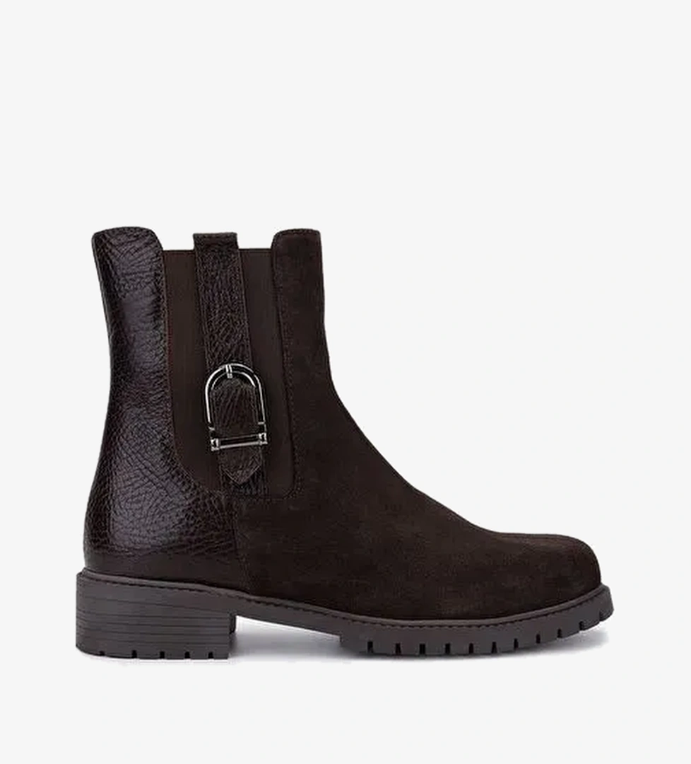 Valmenti Kadın Hakiki Deri Kahverengi Düz Bot - Görsel 1