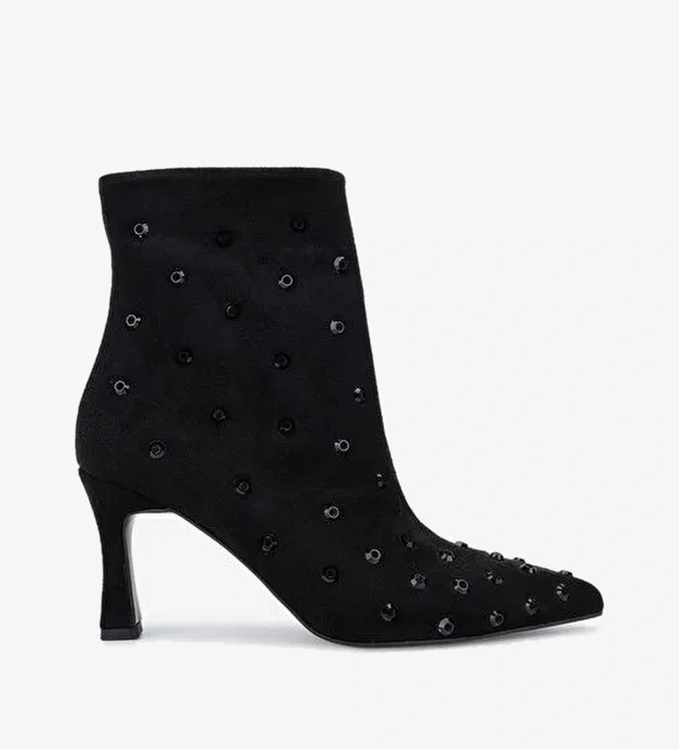 Valmenti Kadın Siyah Kadife Topuklu Bot - Görsel 1