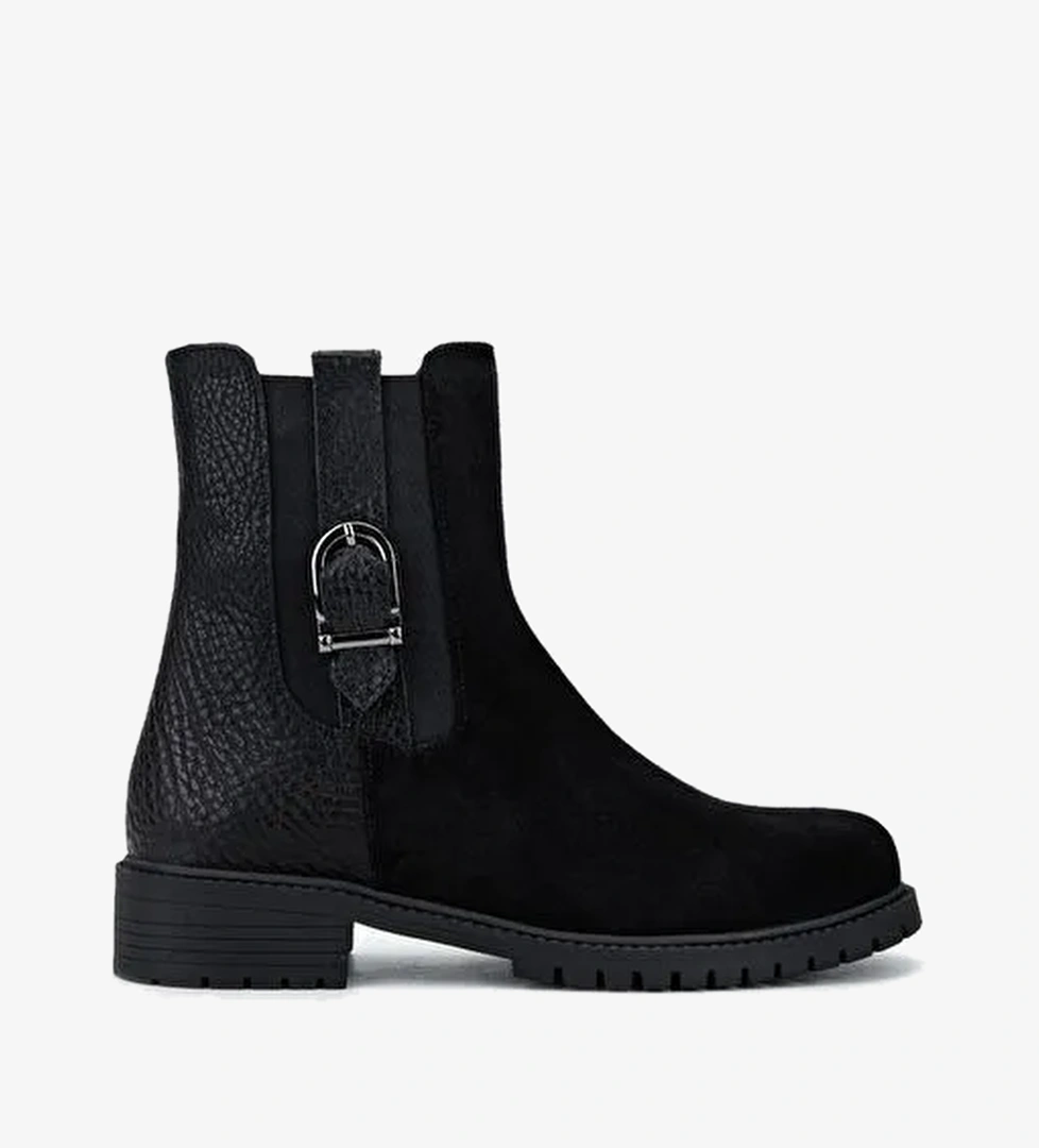 Valmenti Kadın Hakiki Deri Siyah Düz Bot - Görsel 1