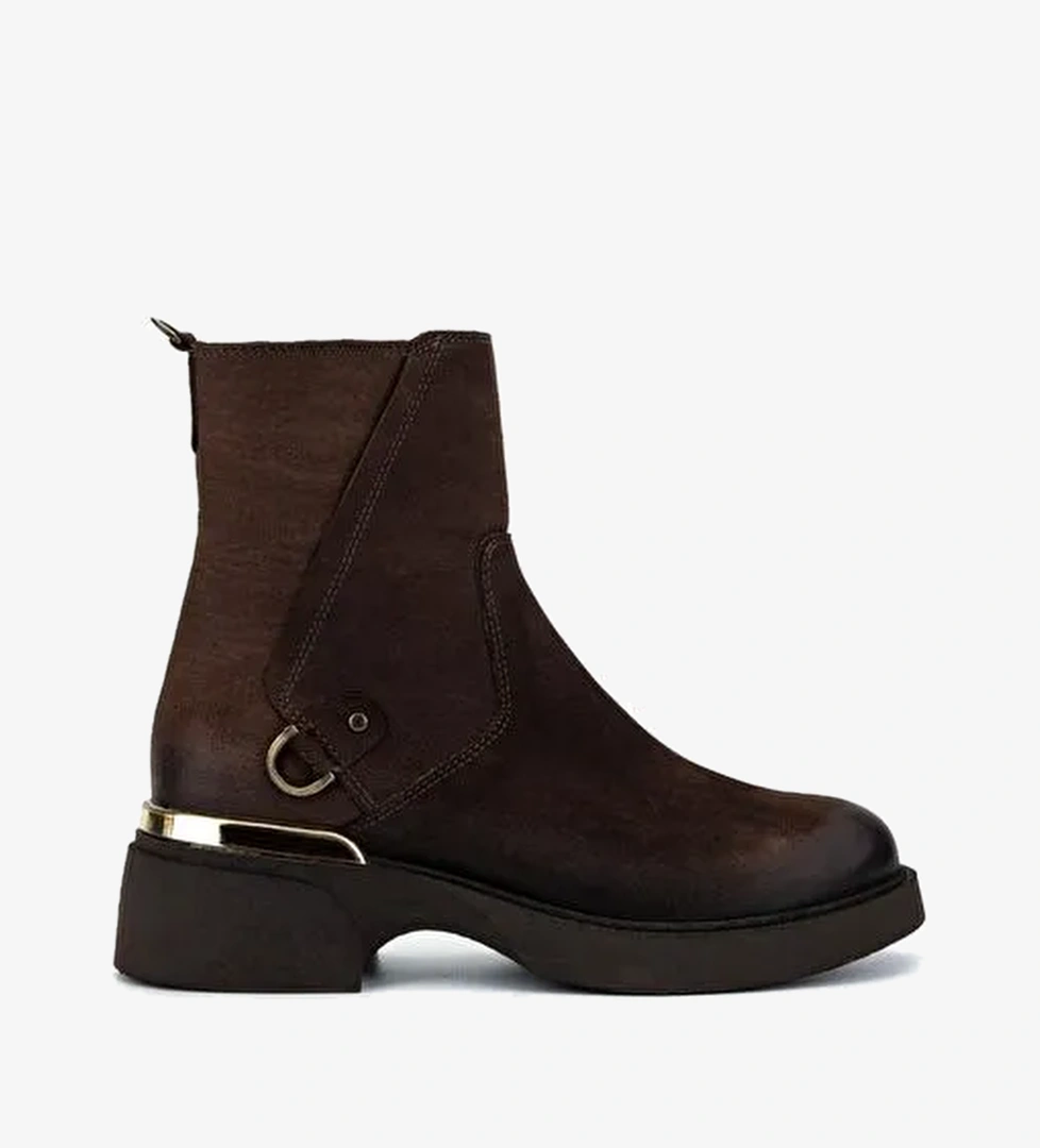 Valmenti Kadın Hakiki Deri Kahverengi Düz Bot - Görsel 1