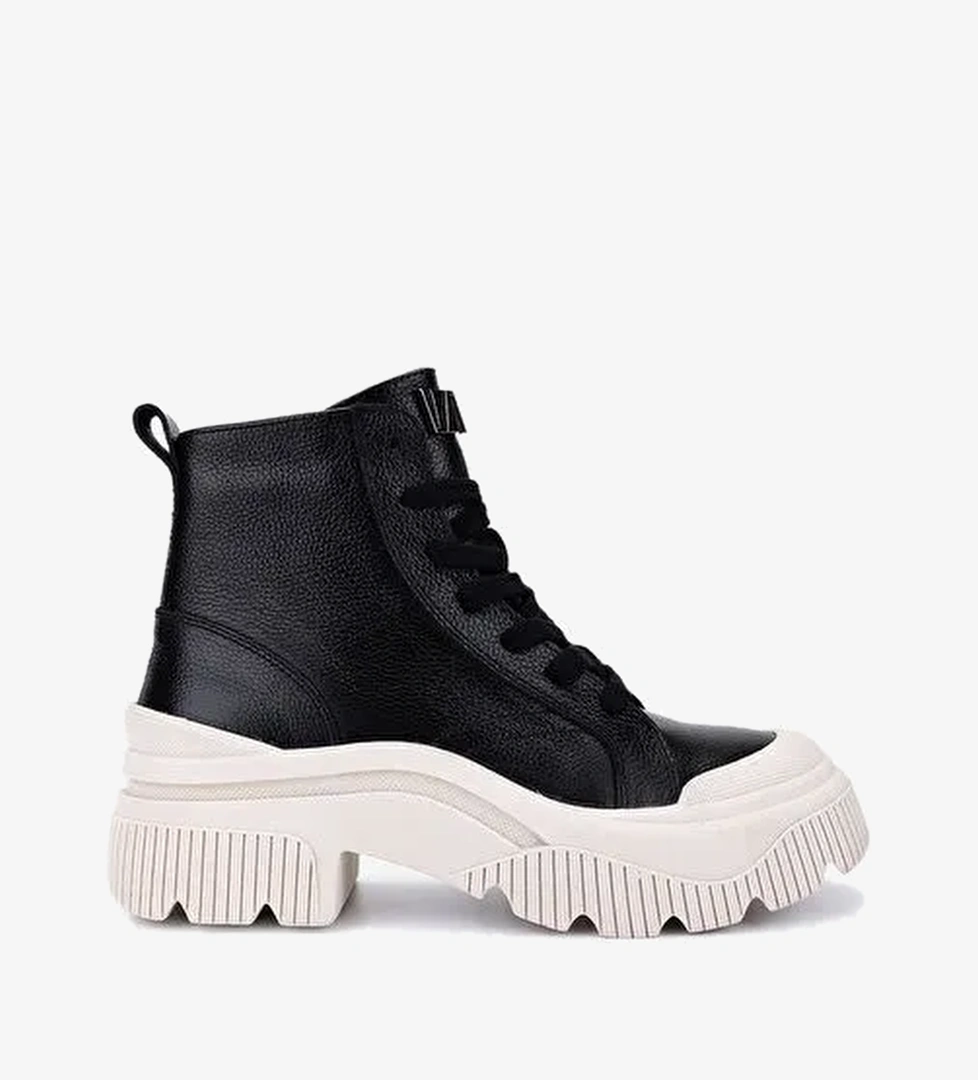 Valmenti Kadın Hakiki Deri Siyah Floter Casual Bot - Görsel 1