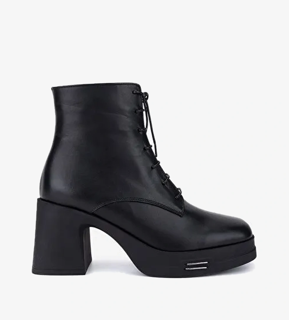 Valmenti Kadın Hakiki Deri Siyah Topuklu Bot - Görsel 1