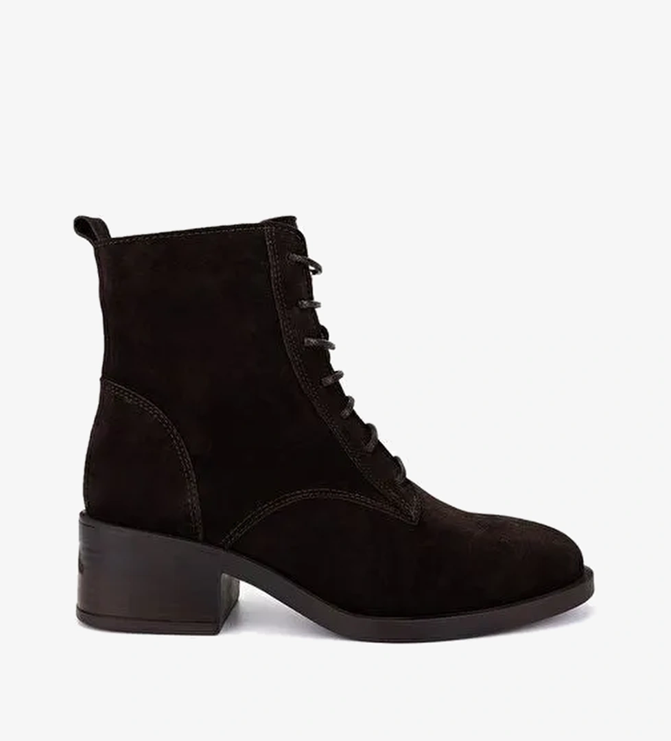 Valmenti Kadın Hakiki Deri Kahverengi Süet Topuklu Bot - Görsel 1