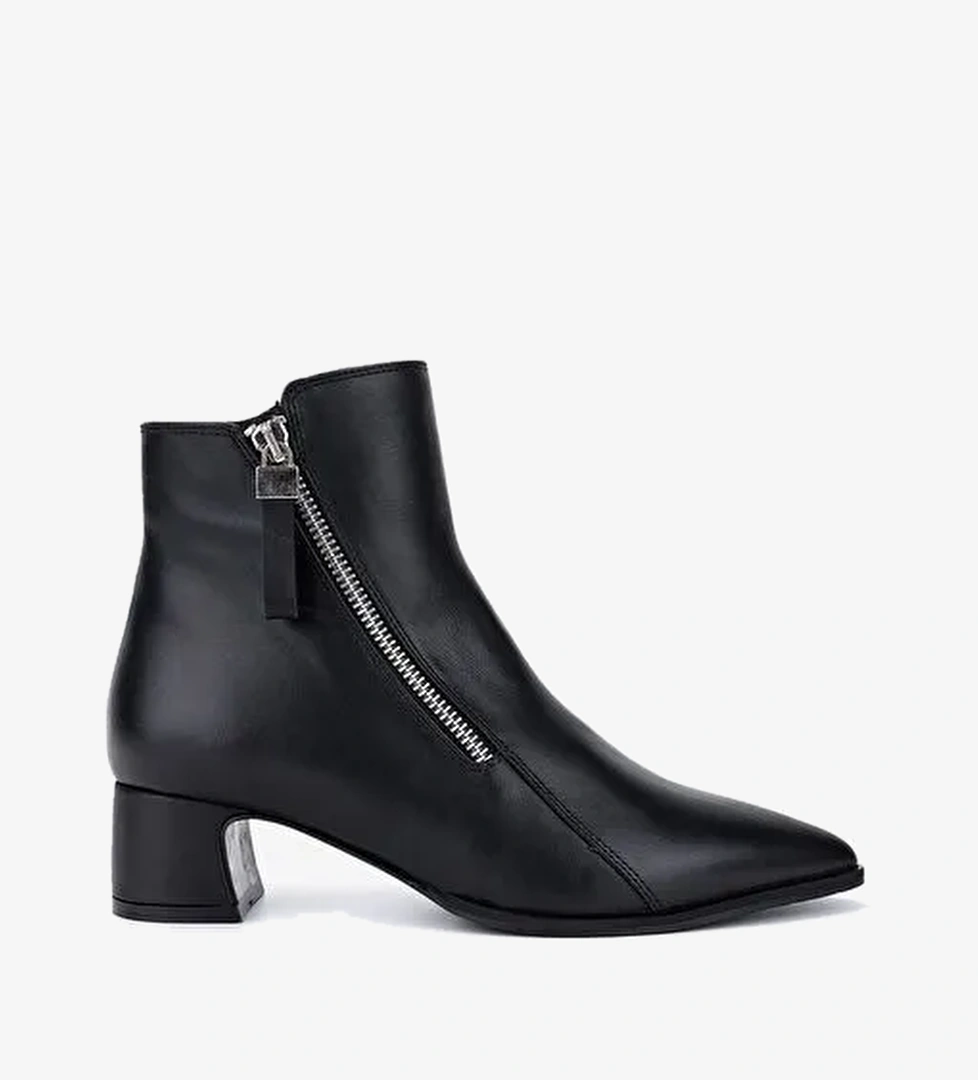 Valmenti Kadın Hakiki Deri Siyah Topuklu Bot - Görsel 1