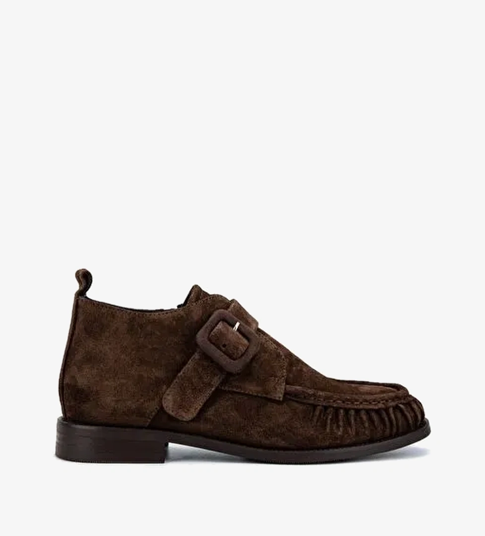 Valmenti Kadın Hakiki Deri Kahverengi Süet Düz Bot - Görsel 1