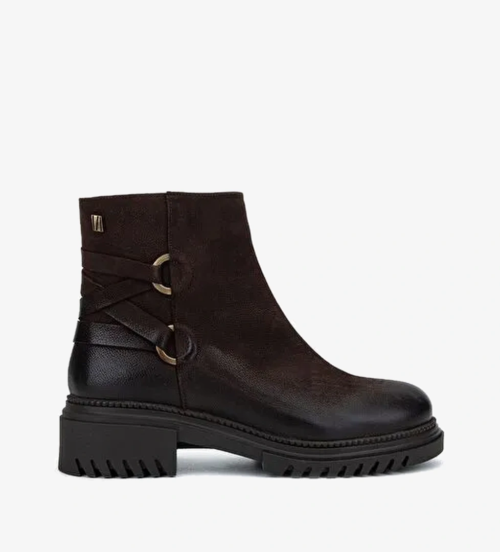 Valmenti Kadın Hakiki Deri Kahverengi Nubuk Düz Bot - Görsel 1