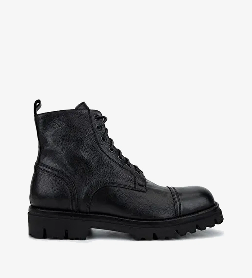 Valmenti Erkek Hakiki Deri Siyah Casual Bot - Görsel 1
