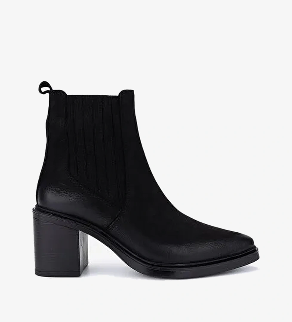 Valmenti Kadın Hakiki Deri Siyah Nubuk Topuklu Bot - Görsel 1