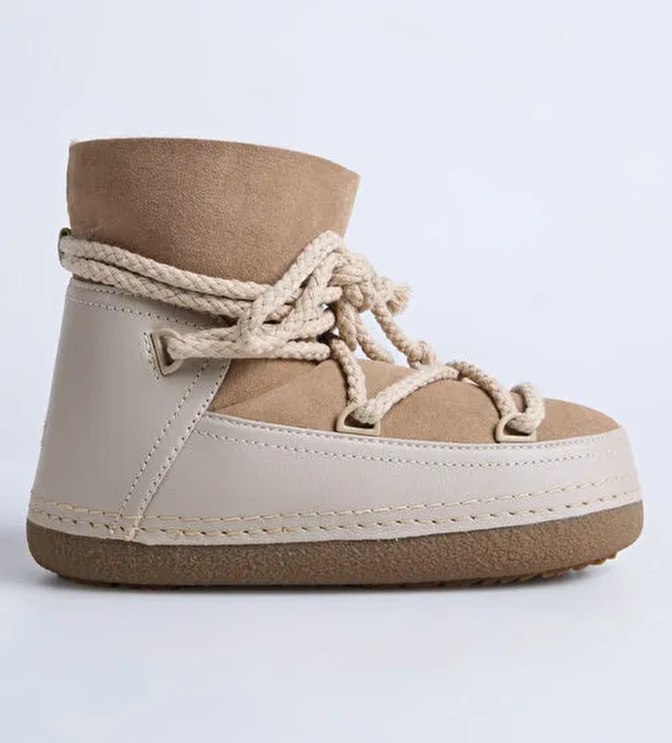 İnuikii Bej Kadın Deri Kar Botu CLASSIC2