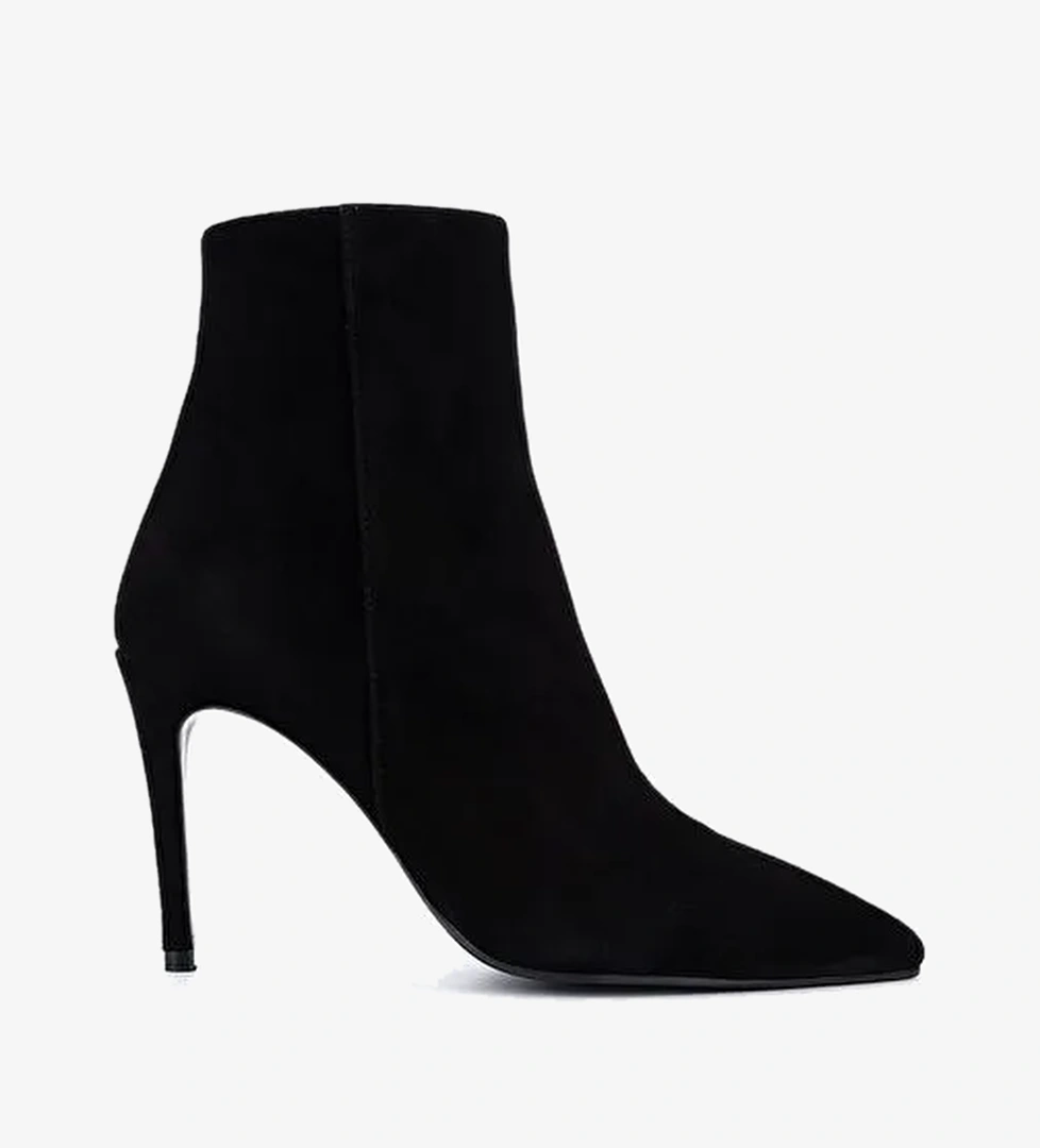 Valmenti Kadın Hakiki Deri Siyah Süet Topuklu Bot - Görsel 1
