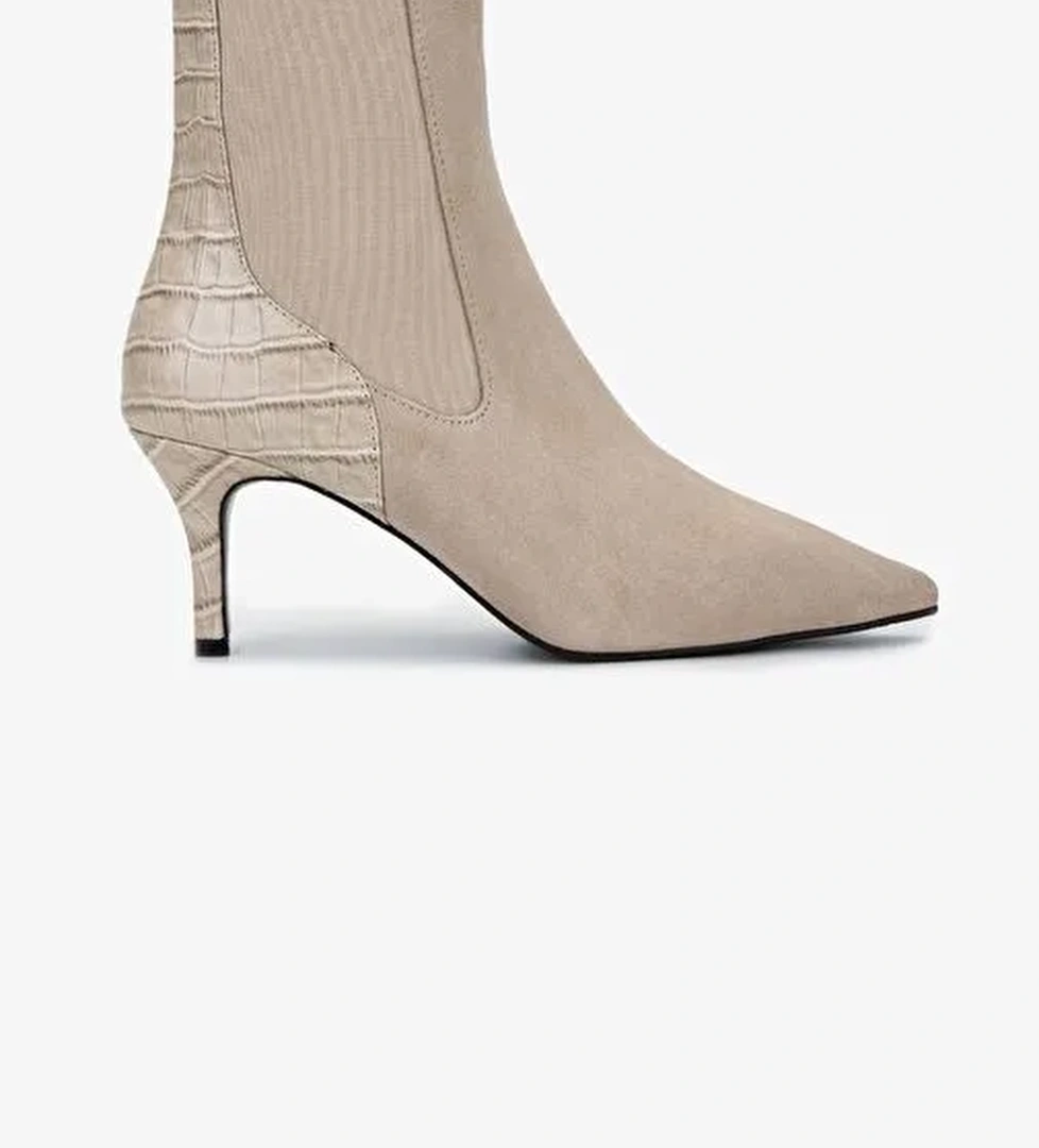 Valmenti Kadın Hakiki Deri Taş Süet Topuklu Bot - Görsel 1