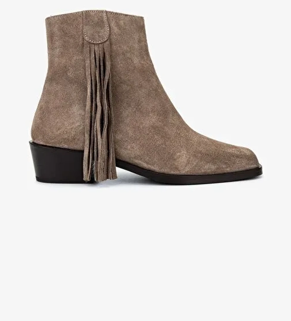 Valmenti Kadın Hakiki Deri Vizon Süet Topuklu Bot - Görsel 1