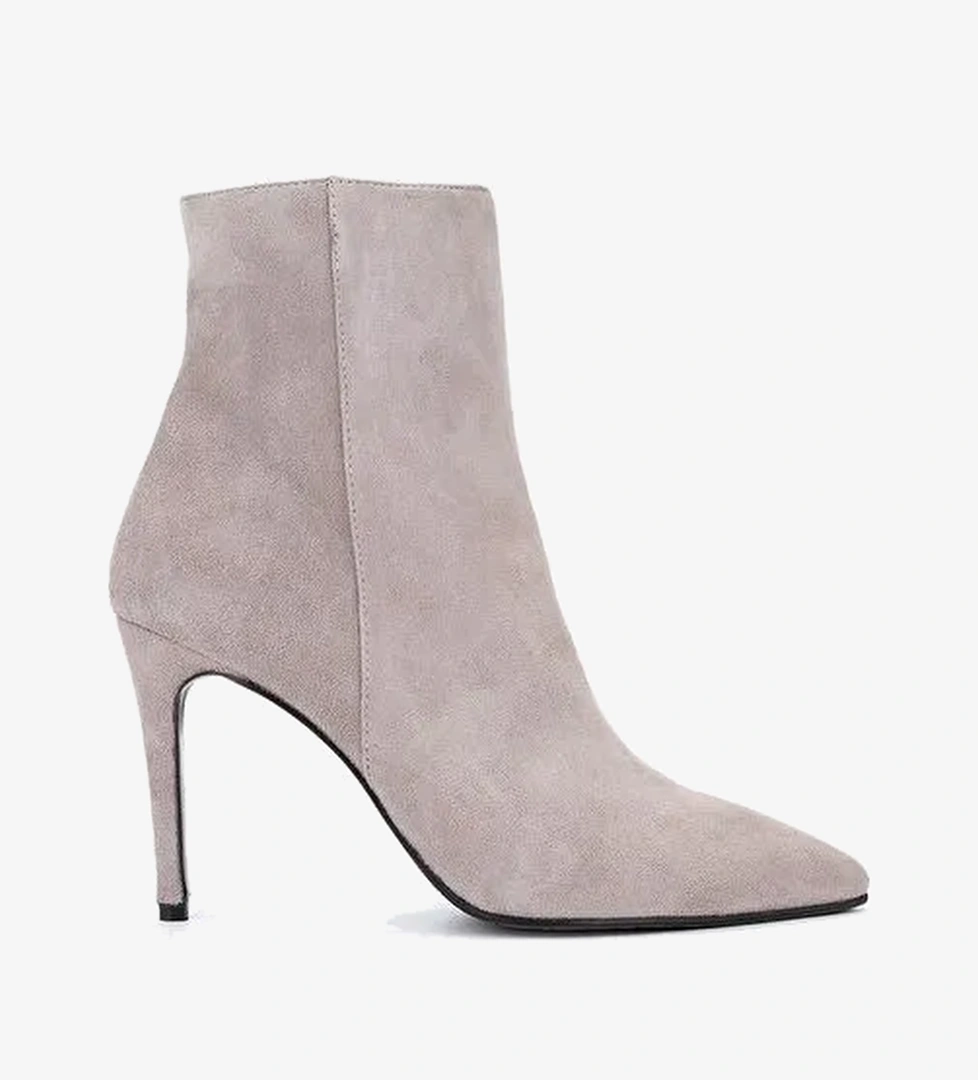 Valmenti Kadın Hakiki Deri Vizon Süet Topuklu Bot - Görsel 1