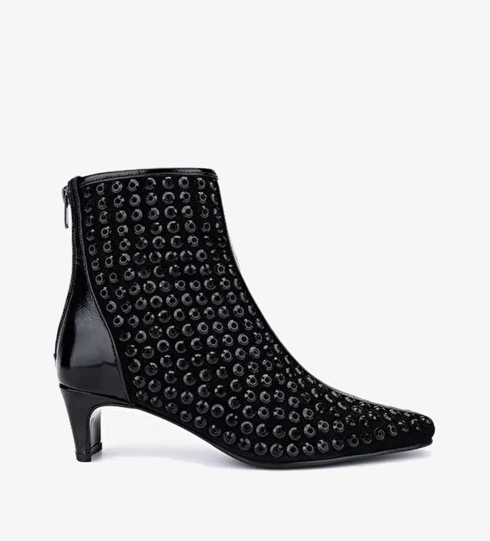 Valmenti Kadın Hakiki Deri Siyah Abiye Bot - Görsel 1