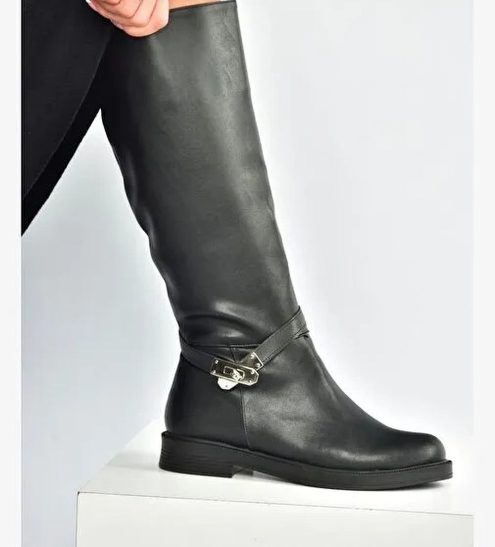 V726717109 Siyah Klasik Kadın Çizme - Görsel 1