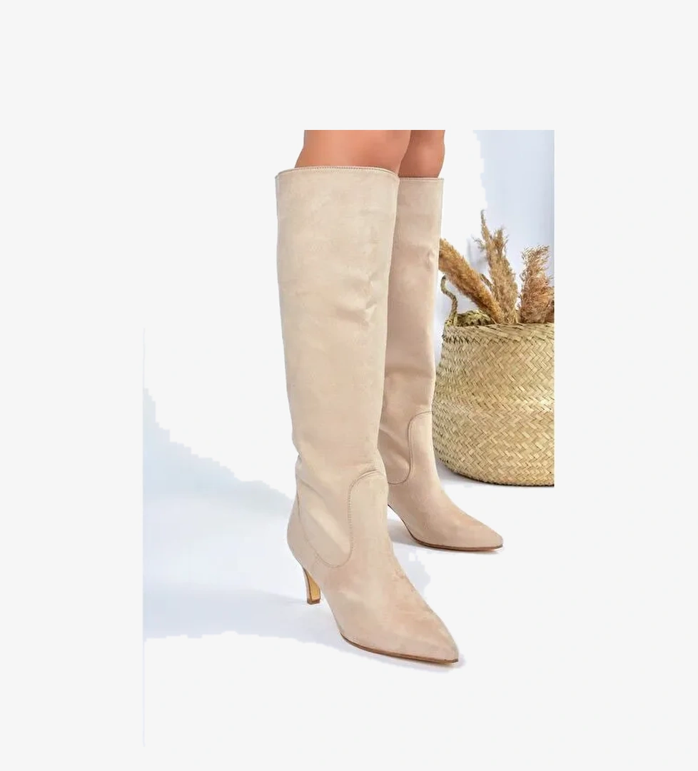 Ten Süet Kısa Topuklu Kadın Çizme L882870402 - Görsel 1