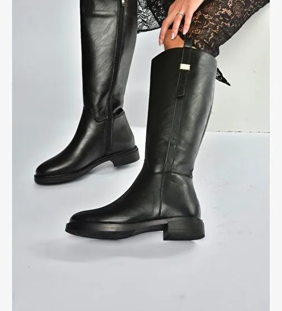 V973000809 Siyah Klasik Kadın Çizme - Görsel 1