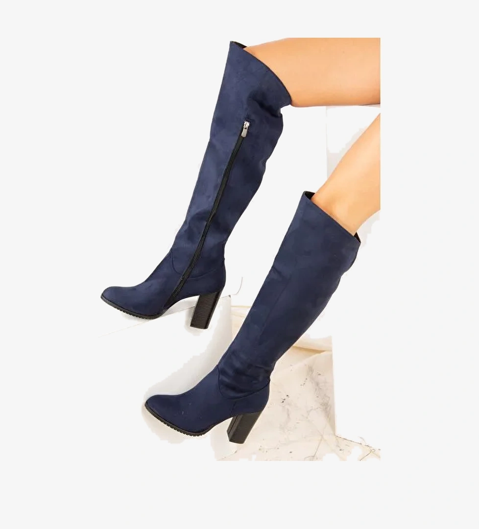 Lacivert Süet Kadın Çizme A654018002 - Görsel 1