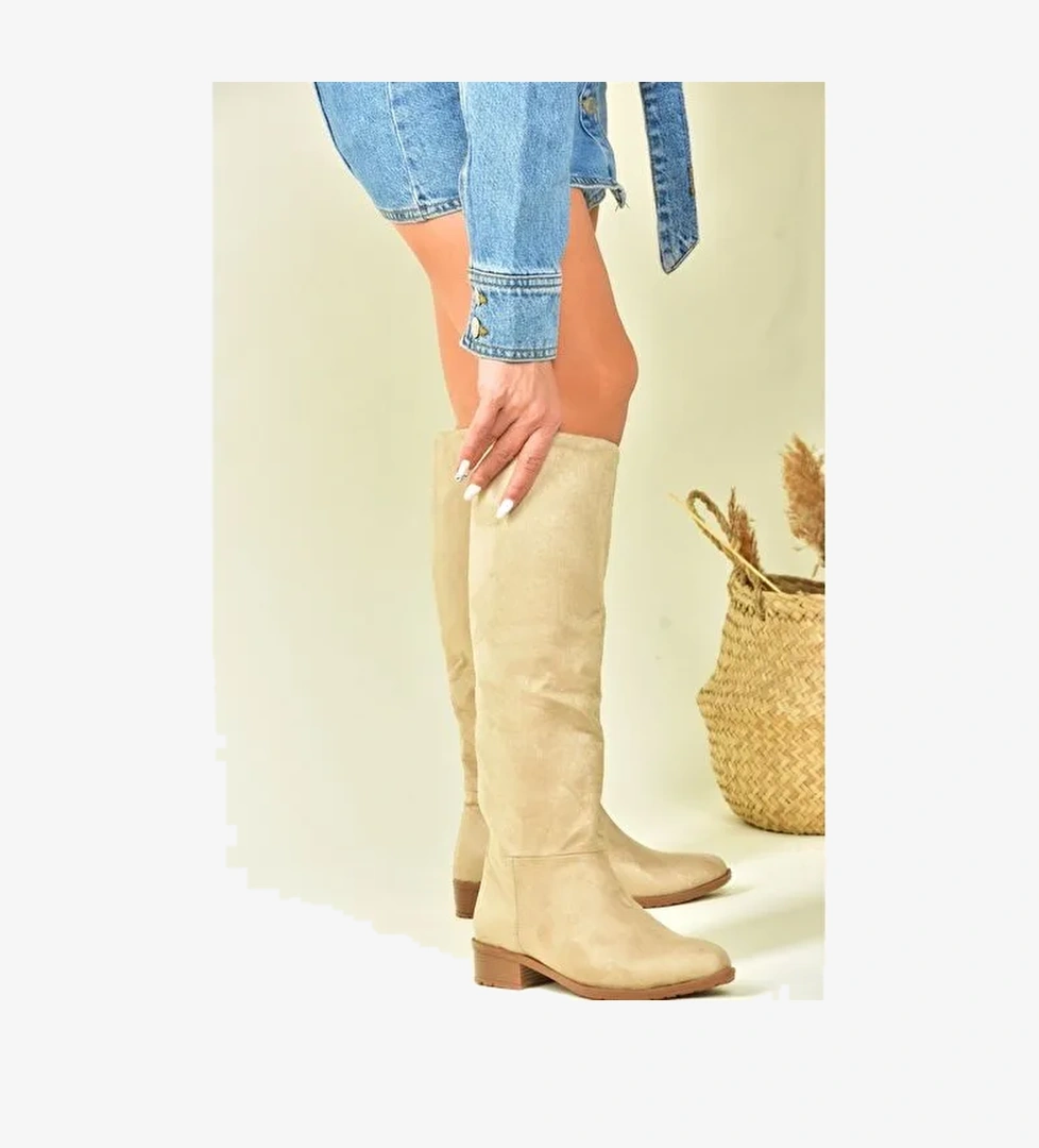 Ten Süet Düz Taban Günlük Kadın Çizme L726600902 - Görsel 1