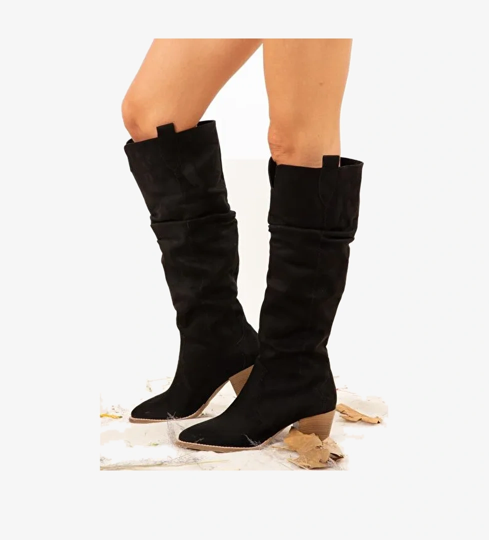 Siyah Süet Kadın Çizme J404040102 - Görsel 1