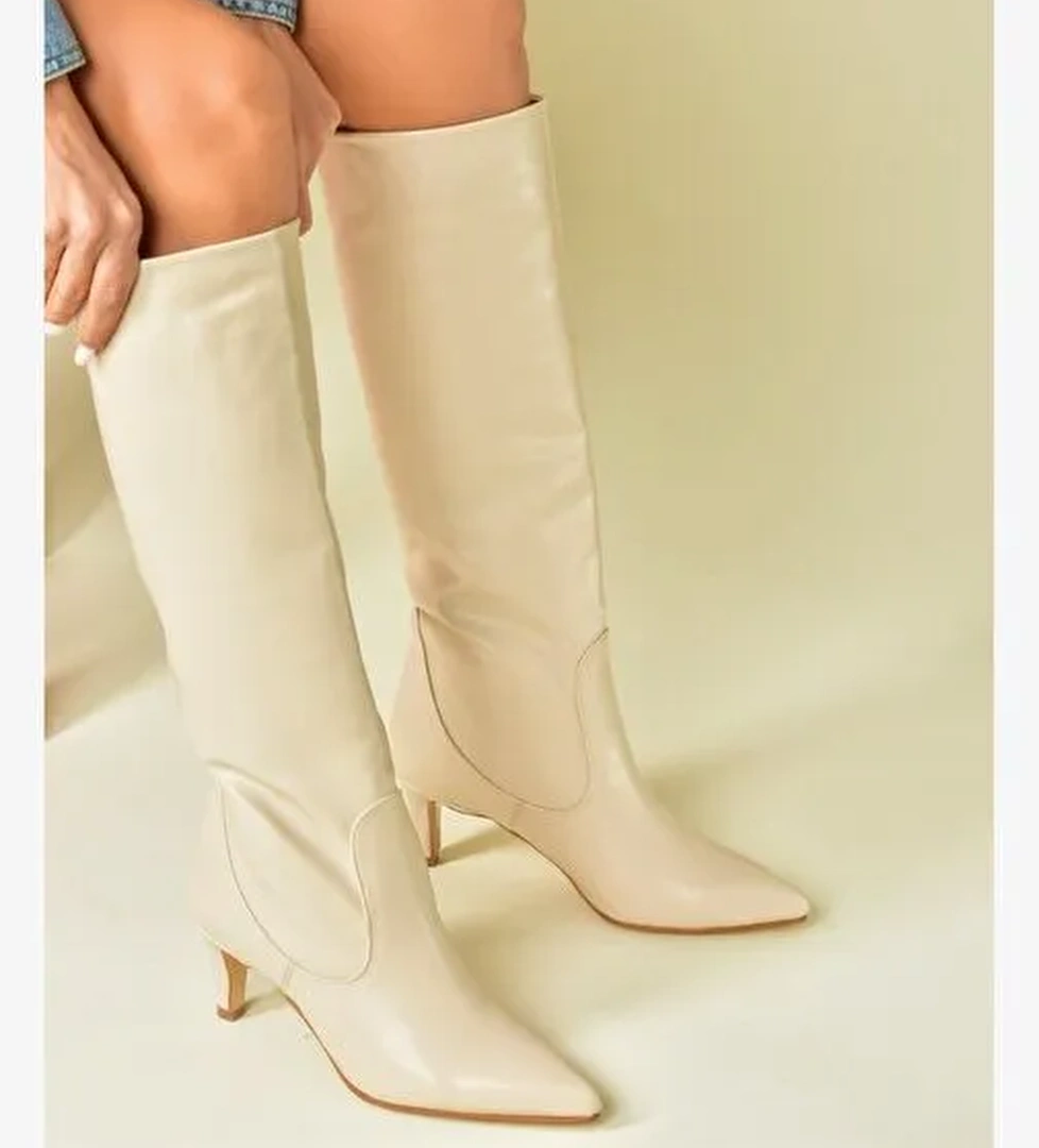 Bej Kısa Topuklu Kadın Çizme L882870409 - Görsel 1