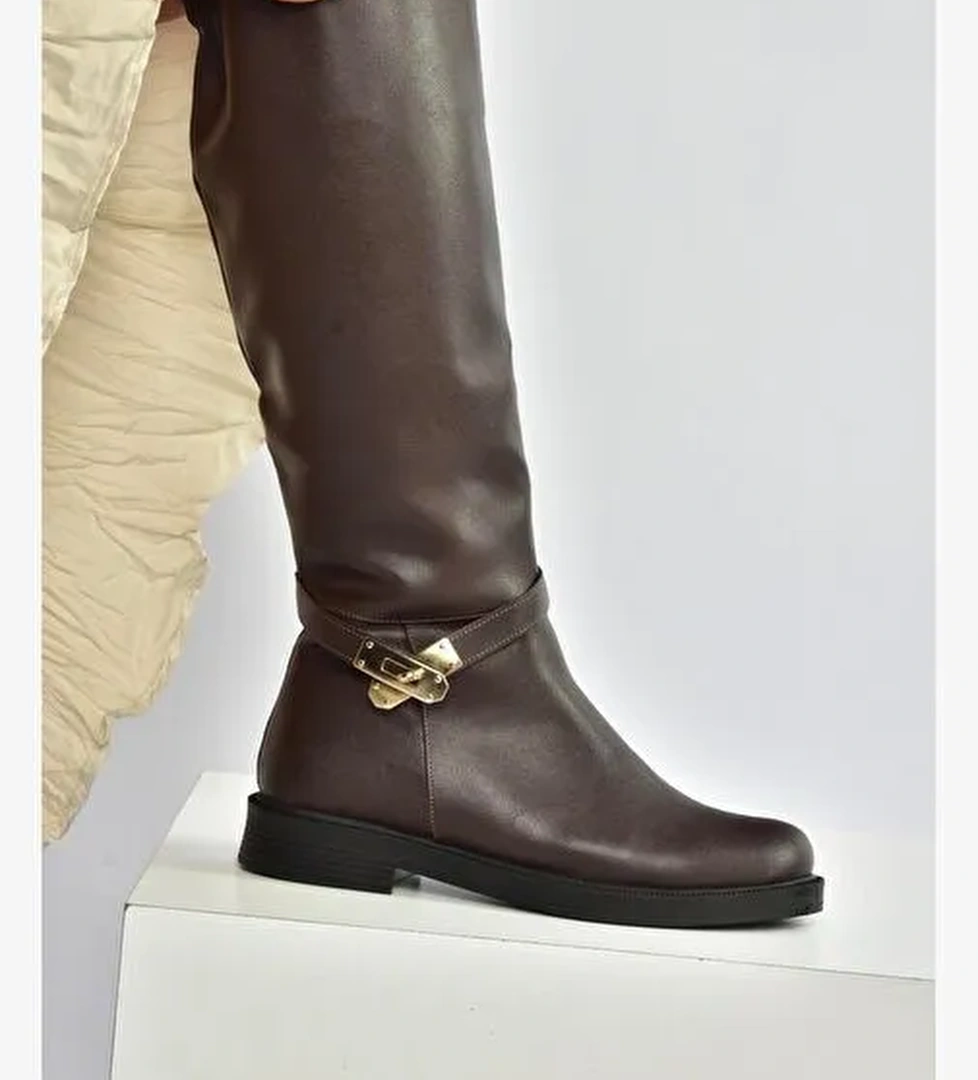 V726717109 Kahverengi Klasik Kadın Çizme - Görsel 1