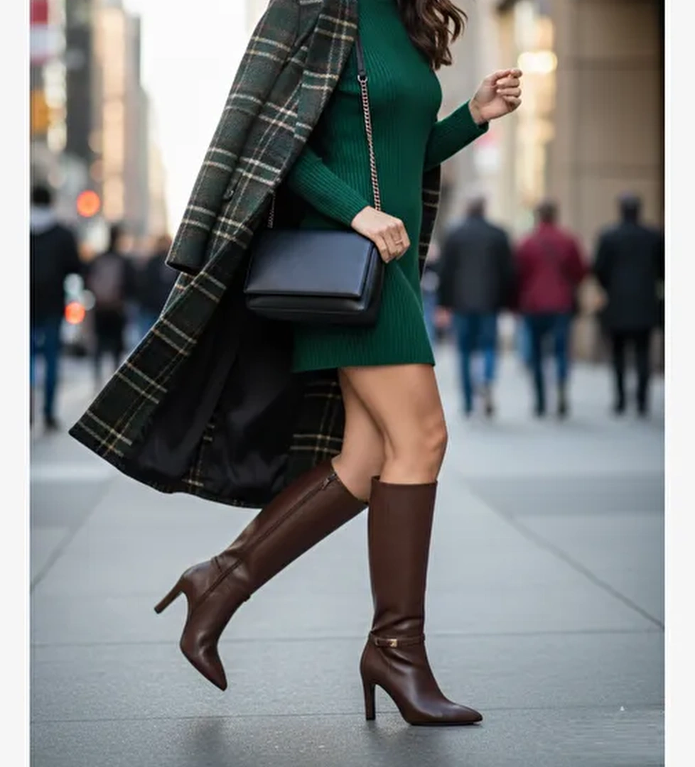 V404020709 Kahverengi Kalın Topuklu Kadın Çizme - Görsel 1