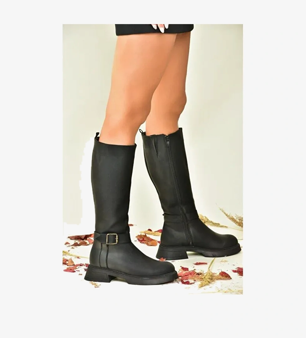 Siyah Alçak Topuklu Günlük Kadın Çizme N674265009 - Görsel 1