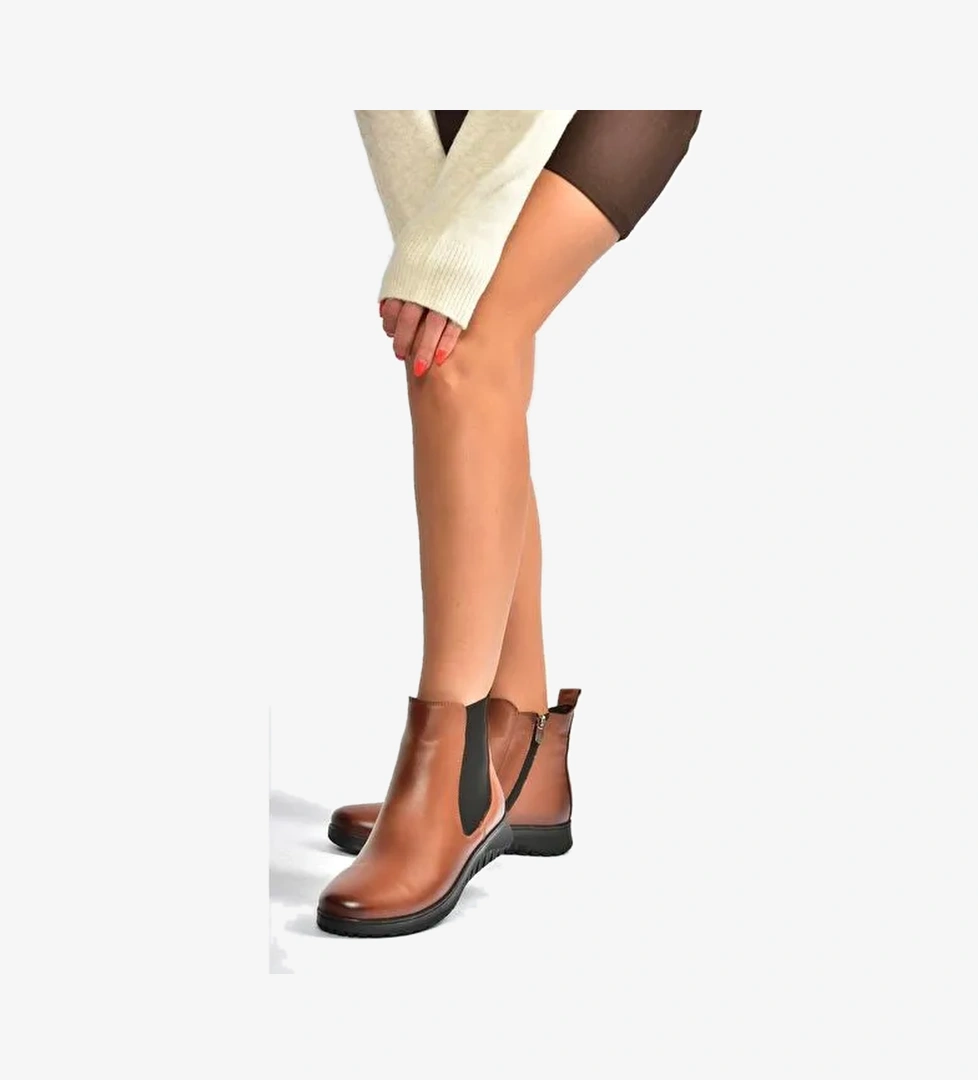 V324501103 Taba Hakiki Deri Kadın Bot - Görsel 1