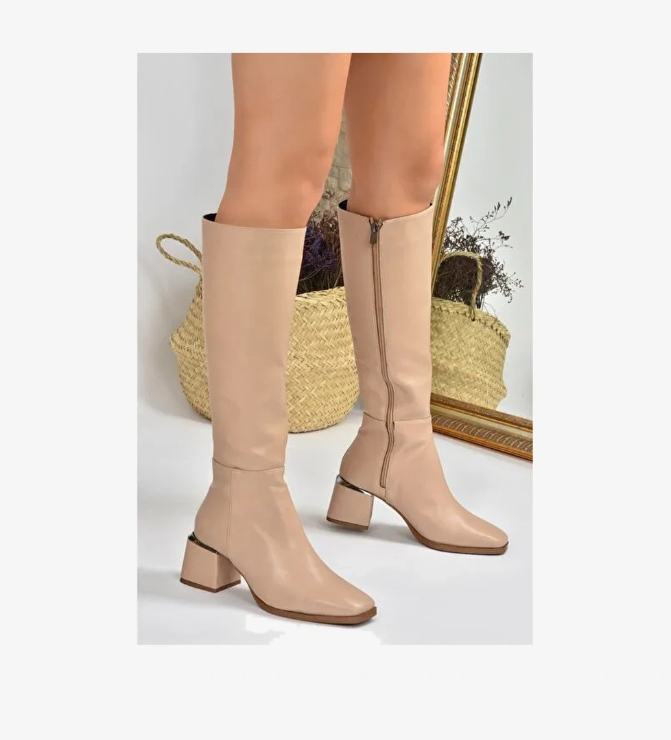 Ten Deri Kalın Topuklu Kadın Çizme L524600009 - Görsel 1