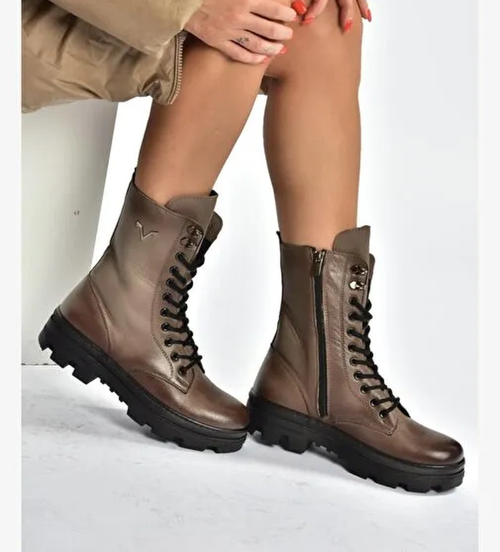 V999049103 Vizon Hakiki Deri Kadın Postal Bot - Görsel 1