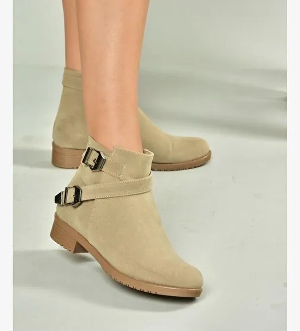 A726193402 Bej Süet Kadın Bot - Görsel 1