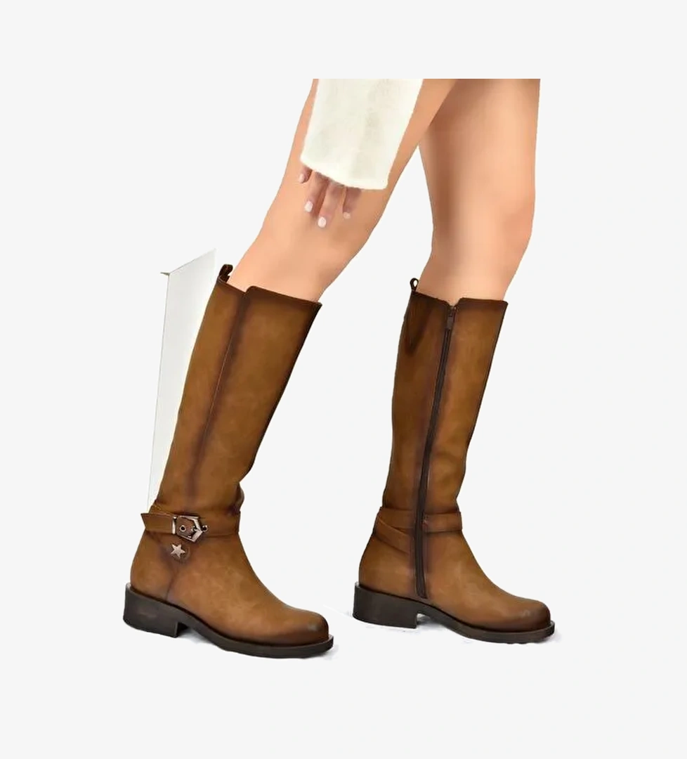 Vizon Kısa Topuklu Günlük Kadın Çizme G674240109 - Görsel 1