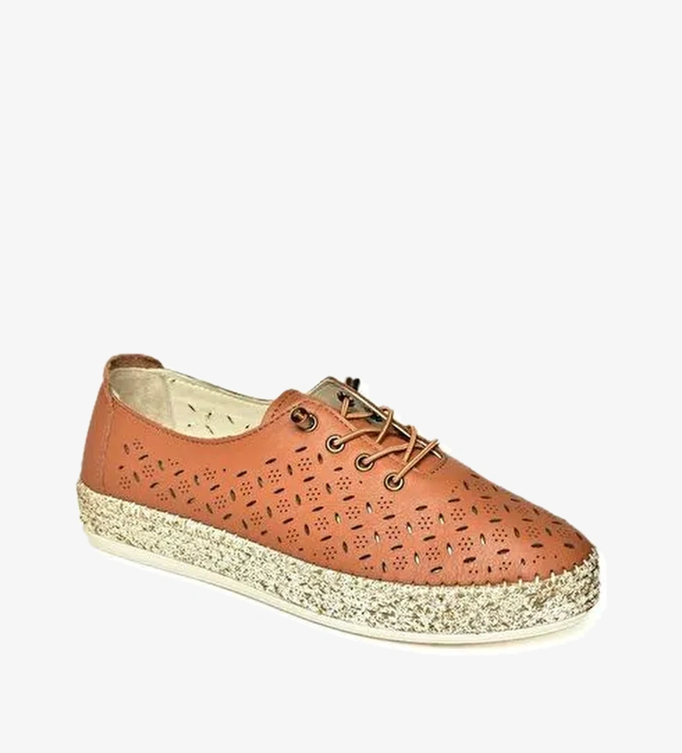 U555100103 Taba Hakiki Deri Günlük Kadın Ayakkabı - Görsel 1