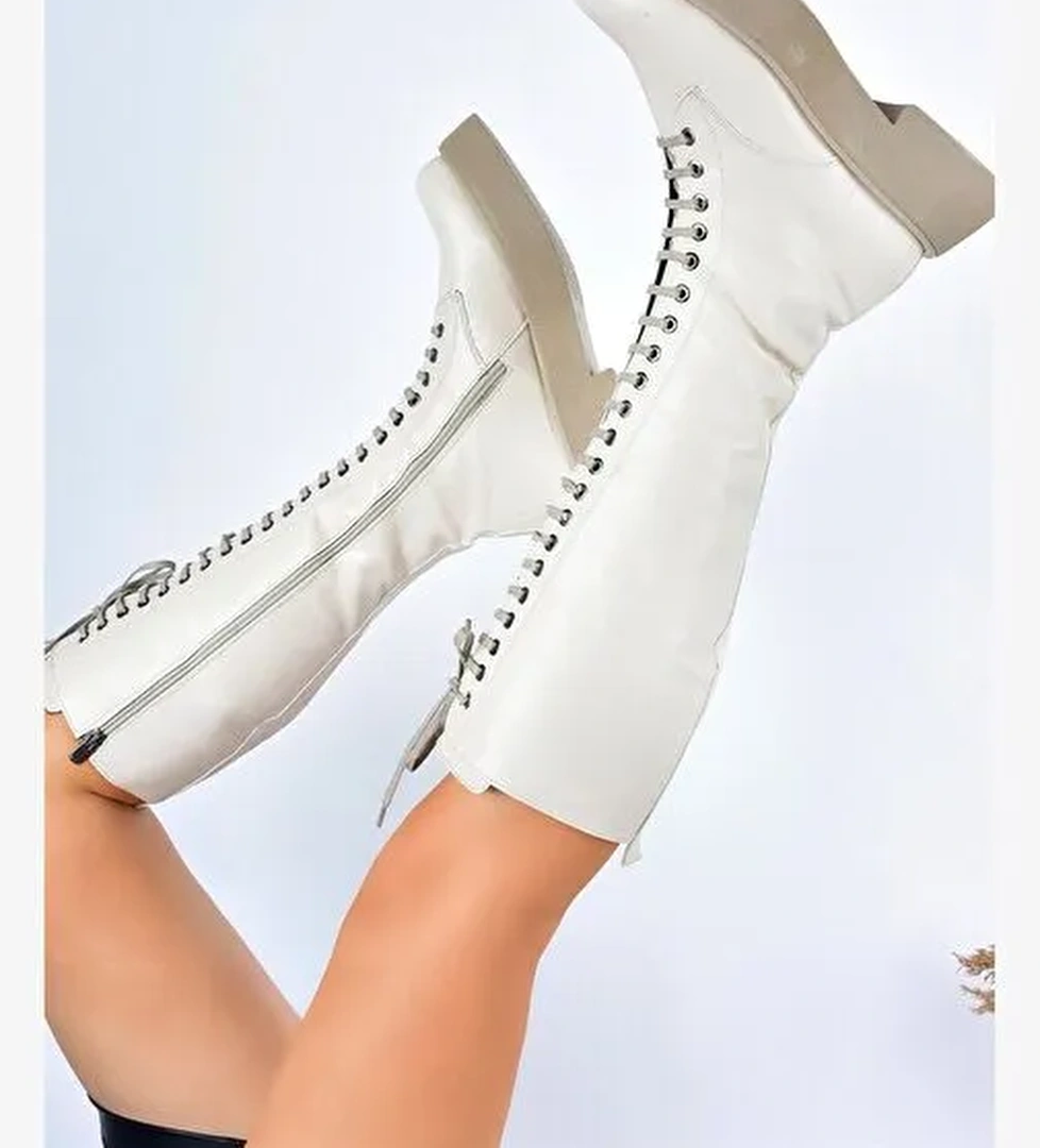 Bej Bağcıklı Günlük Kadın Çizme L610130909 - Görsel 1