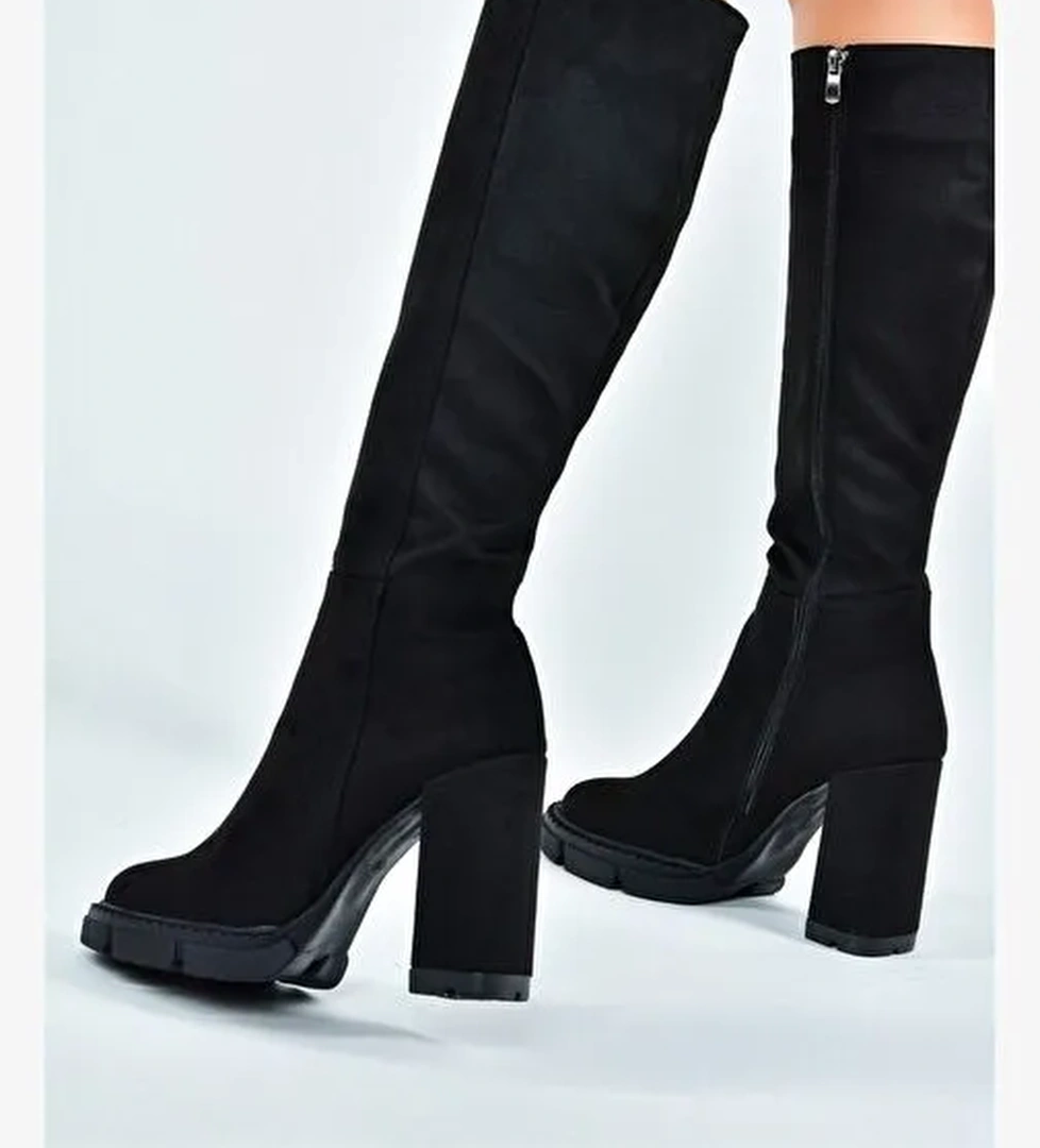 Siyah Süet Yüksek Topuklu Kadın Çizme L282770102 - Görsel 1